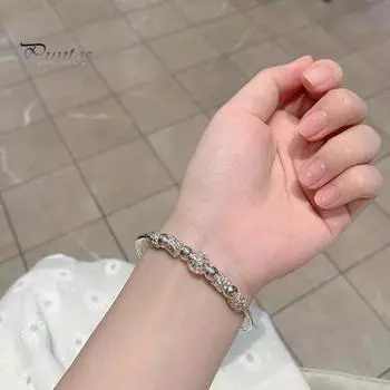 Женский регулируемый браслет с металлическим бисером и вырезом в форме сердца, покрытый сплавом, гладкая поверхность, на удачу, повседневная одежда, ювелирные изделия, аксессуар серебряный