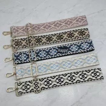 Женский регулируемый ремень для сумки через плечо в этническом стиле - широкий сменный плечевой ремень Light Gold Buckle