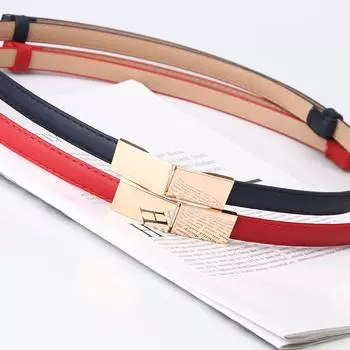 Женский регулируемый ремень из темной кожи в корейском стиле - универсальный аксессуар для платья и свитера красный