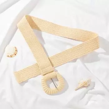 Женский ремень, эластичный соломенный тканый широкий ремень, однотонные платья, джинсы, эластичный женский повседневный ремень в стиле бохо, аксессуар для одежды 100cm хаки