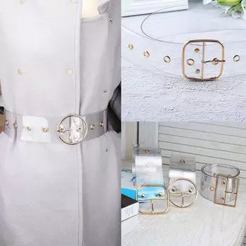 Женский ремень All-match с кольцами для обуви из прозрачной смолы