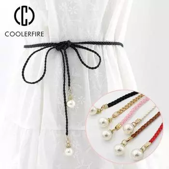 Женский ремень-цепочка для платьев Женский тканый дизайнерский ремень Женский роскошный дизайнерский ремень Белый ремень Женский жемчужный ремень NV018 140cm белый