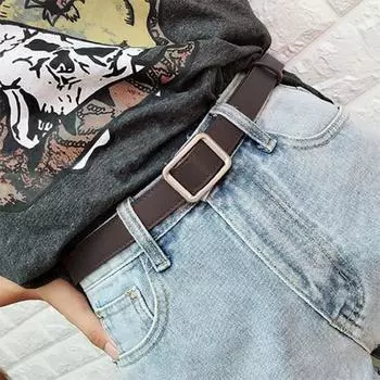 Женский ремень для джинсов, платьев, брюк, повседневный пояс из искусственной кожи для женских джинсов кофейный