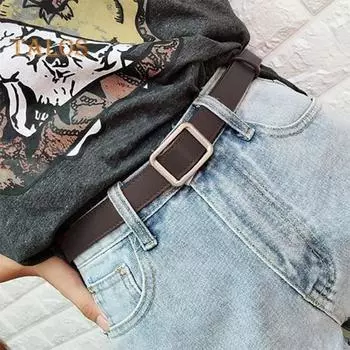 Женский ремень для джинсов, платьев, брюк, повседневный пояс из искусственной кожи, тонкий ремень для женских джинсов, аксессуар для повседневной носки чёрный