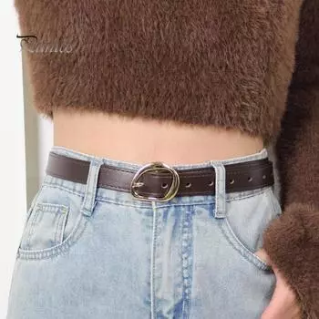 Женский ремень для джинсов, платьев, брюк в стиле вестерн, женский тонкий пояс из искусственной кожи с золотой пряжкой для повседневной носки или офиса верблюд