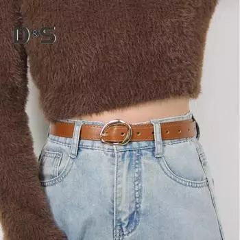 Женский ремень для джинсов, платьев, брюк в стиле вестерн, женский тонкий пояс из искусственной кожи с золотой пряжкой для повседневной носки или офиса верблюд