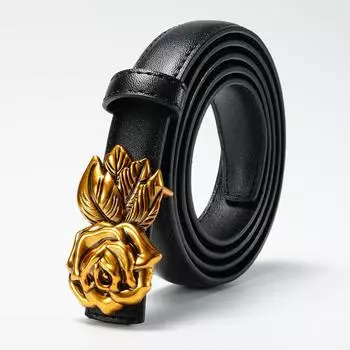 Женский ремень, двусторонний кожаный, гладкая пряжка, высококачественный ремень с украшением на платье, ремень из чистой коровьей кожи для женщин Tide 105cm