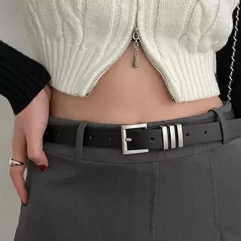 Женский ремень из 2 предметов, мягкий ремень из искусственной кожи с квадратной пряжкой, пряжкой-булавкой, черный ремень, шикарный роскошный бренд, модный винтажный ремень для женщин