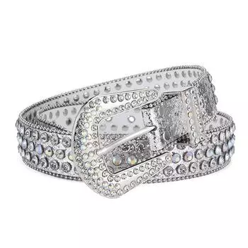 Женский ремень из джинсов со стразами большого размера, мужской ремень из джинсовой ткани в стиле вестерн, блестящий кожаный ремень с заклепками в стиле хип-хоп, панк-рок в стиле Y2K 105cm