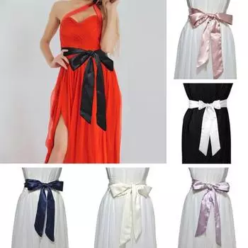 Женский ремень из гладкого атласа со шнуровкой и бантом, декоративный пояс с регулируемой длиной и дизайном галстука-бабочки, формальный пояс 1pc светло-фиолетовый