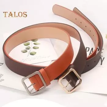 Женский ремень из искусственной кожи, регулируемая длина, пояс с квадратной пряжкой, женский ремень в стиле ретро, аксессуары для костюмов чёрный