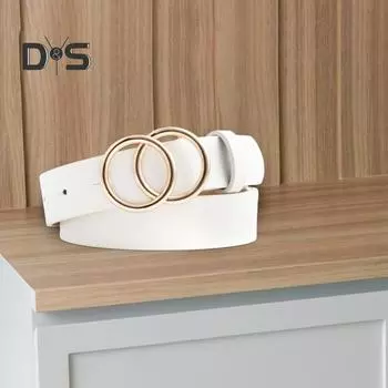 Женский ремень из искусственной кожи с двойной круглой пряжкой, ретро-ремень с несколькими отверстиями, регулируемая длина, ремень из искусственной кожи, аксессуары для одежды верблюд