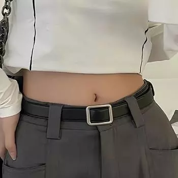 Женский ремень из искусственной кожи с квадратной пряжкой, джинсовый черный ремень, шикарный роскошный брендовый женский винтажный ремень, женский пояс 105CM чёрный