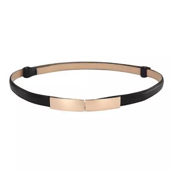 Женский ремень из искусственной кожи с металлической пряжкой. Расцветки в ассортименте чёрный