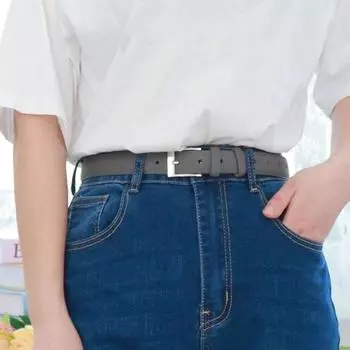 Женский ремень из искусственной кожи с регулируемыми отверстиями, однотонный тонкий ремень со сплавной пряжкой, повседневный джинсовый ремень, аксессуары для костюмов чёрный