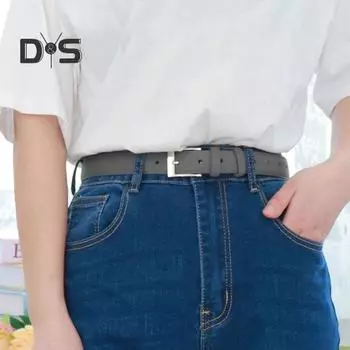 Женский ремень из искусственной кожи с регулируемыми отверстиями, однотонный тонкий ремень со сплавной пряжкой, повседневный джинсовый ремень, аксессуары для костюмов чёрный