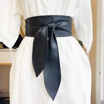 Женский ремень из искусственной кожи с широкими полями, ретро-дизайн, завязывающийся пояс для платьев, пальто, завязывающийся пояс верблюд
