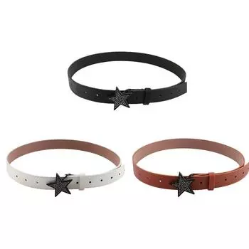 Женский ремень из искусственной кожи со звездами и однотонным поясом 103 см