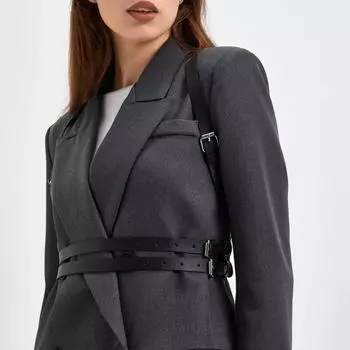 Женский ремень из искусственной кожи в стиле готика, регулируемый ремень с декором и шипами, фетиш-костюм, нижнее белье для бондажа, нижнее белье для бондажа Ajustable чёрный