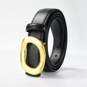 Женский ремень из кожи с гладкой пряжкой, перфорированный ремень для брюк, модный универсальный декоративный ремень, ремень 105cm