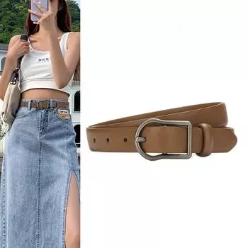 Женский ремень из натуральной коровьей кожи, универсальный, простой, с джинсовым костюмом, кюлотами 105cm