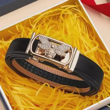 Женский ремень из натуральной кожи King Paul — высококачественный, универсальный аксессуар для джинсов и брюк 110 cm чёрный