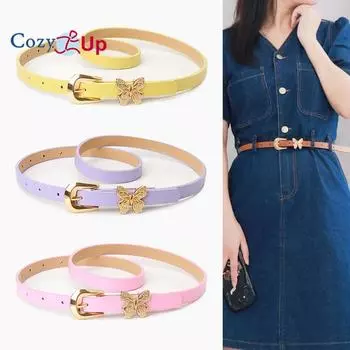 Женский ремень из натуральной кожи, модный ремень для платья с пряжкой-одиночным зубцом 103x1.4cm розовый