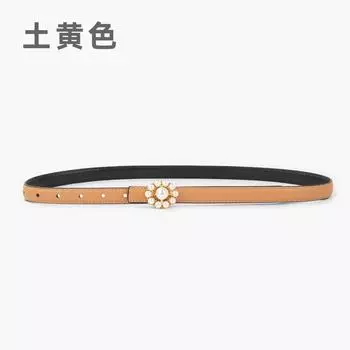 Женский ремень из натуральной кожи первого слоя с узором личи, инкрустированный жемчугом, повседневный, для брюк и джинсов 105cm хаки