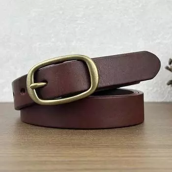 Женский ремень из натуральной кожи с медной пряжкой, первый слой, повседневный деловой простой ремень, высококачественный ремень 80-100cm светло-коричневого