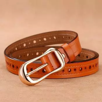Женский ремень из натуральной кожи с пряжкой - универсальный корейский пояс из коровьей кожи 115 cm
