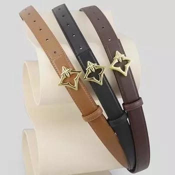 «Женский ремень из натуральной кожи с пряжкой в виде цветка — декоративный, повседневный, в литературном стиле для джинсов» 100 cm кофейный