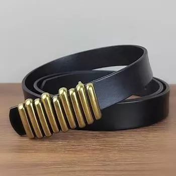 Женский ремень из воловьей кожи с гладкой пряжкой, тонкий ремень, молодежная студенческая одежда высокого класса, модный летний ремень 80-100cm чёрный