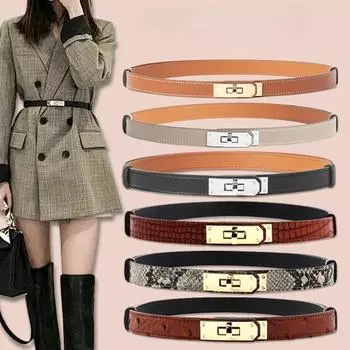 Женский ремень из воловьей кожи с крокодиловым узором, змеиный узор, тонкий ремень с замком на талии, регулируемый ремень из страусиной кожи, женский ремень из натуральной кожи 105cm