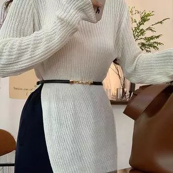 Женский ремень Креативный двойной жемчужный кожаный ремень для платья, эластичный тонкий пояс, элегантный женский аксессуар, женский ремень чёрный