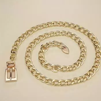 Женский ремень Модный металлический поясной ремень с цепочкой в стиле хип-хоп, панк, джинсовый мужской ремень 110cm