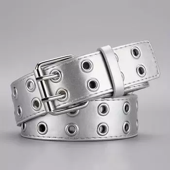 Женский ремень, модный, с двухрядной пряжкой, мужской ремень в паре с джинсами, ремень из искусственной кожи, уличный рок-панк, стиль Y2K, дешевый ремень 110cm
