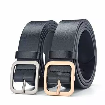 Женский ремень, мягкий ремень из искусственной кожи с квадратной пряжкой, пряжкой-булавкой, черный ремень, шикарный люксовый бренд, дамский винтажный женский пояс 105cm
