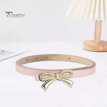 Женский ремень, однотонный, из искусственной кожи, с бантом, с несколькими отверстиями, регулируемая длина, ремень для рубашки чёрный