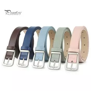 Женский ремень, однотонный ремень с пряжкой и несколькими отверстиями, регулируемая длина, пояс из искусственной кожи, джинсы, длинный ремень для брюк