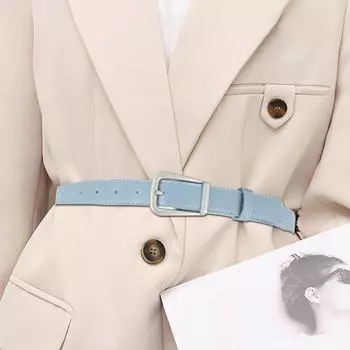 Женский ремень, однотонный ремень с пряжкой и несколькими отверстиями, регулируемая длина, пояс из искусственной кожи, джинсы, длинный ремень для брюк светло-зеленый