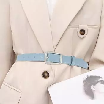 Женский ремень, однотонный ремень с пряжкой и несколькими отверстиями, регулируемая длина, пояс из искусственной кожи, джинсы, длинный ремень для брюк