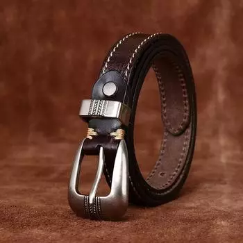Женский ремень ручной работы, универсальный, повседневный, джинсовый, художественный, индивидуальный, верхний слой, ремень из коровьей кожи с пряжкой, женский, натуральная кожа, ретро 90cm