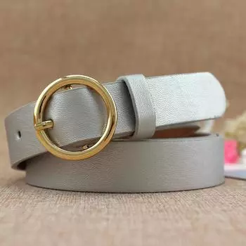 Женский ремень с круглой пряжкой, повседневный ретро ремень для джинсов, женский декоративный тонкий ремень серебряный