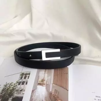 Женский ремень с металлической пряжкой-слайдом, роскошный дизайн, модный пояс, украшение на талию, кожаный ремень чёрный/серебряный