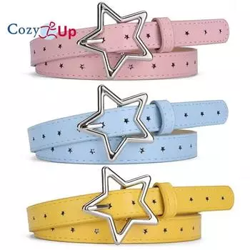 Женский ремень с пятиконечной звездой и пряжкой из сплава. Ремень для джинсов с полным отверстием и звездой. 93x1.8cm чёрный