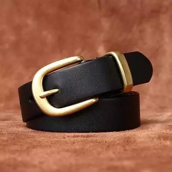 Женский ремень шириной 2,8 см. Женский стильный простой и универсальный ремень из воловьей кожи с первым слоем, модная латунная пряжка, кожаный ремень с пряжкой 90cm