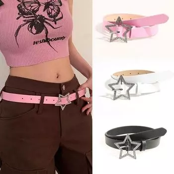 Женский ремень со звездным украшением, однотонный ремень в стиле Y2K