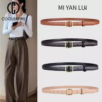 Женский ремень, тонкий пояс, корейская версия, Ретро Тренч, женский модный высококачественный пальто, платье, простой ремень с золотой пряжкойAL032 100cm чёрный