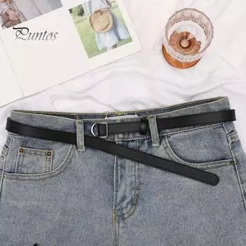 Женский ремень, тонкий ремень из искусственной кожи с пряжкой, повседневный ремень для джинсов, аксессуар для платьев, брюк коричневый