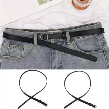 Женский ремень, тонкий ремень из искусственной кожи с пряжкой, повседневный ремень для джинсов, аксессуар для платьев, брюк коричневый